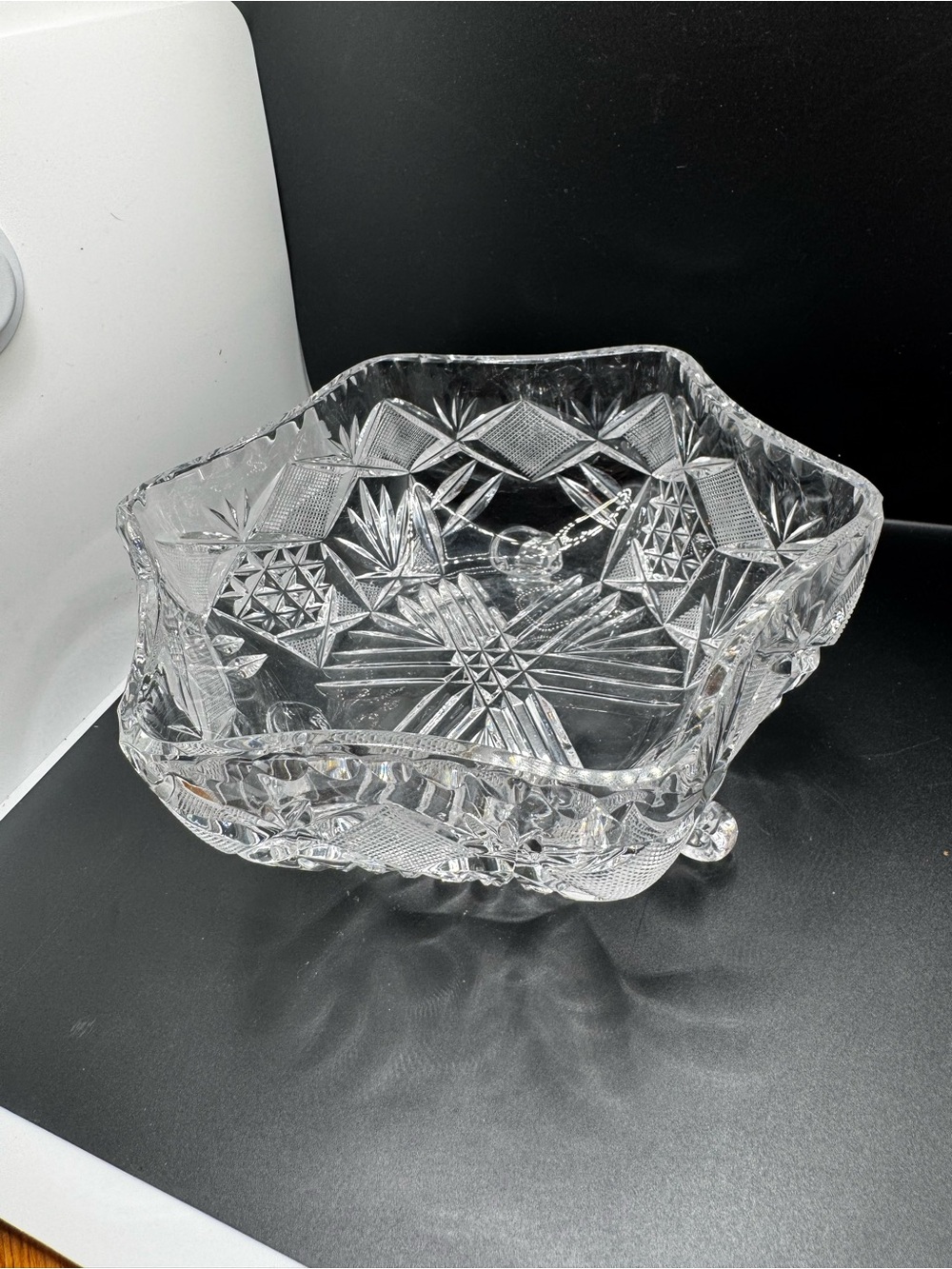 8" footed Clear Cut Glass Decorative Bowl - Crystal-Style Home Art